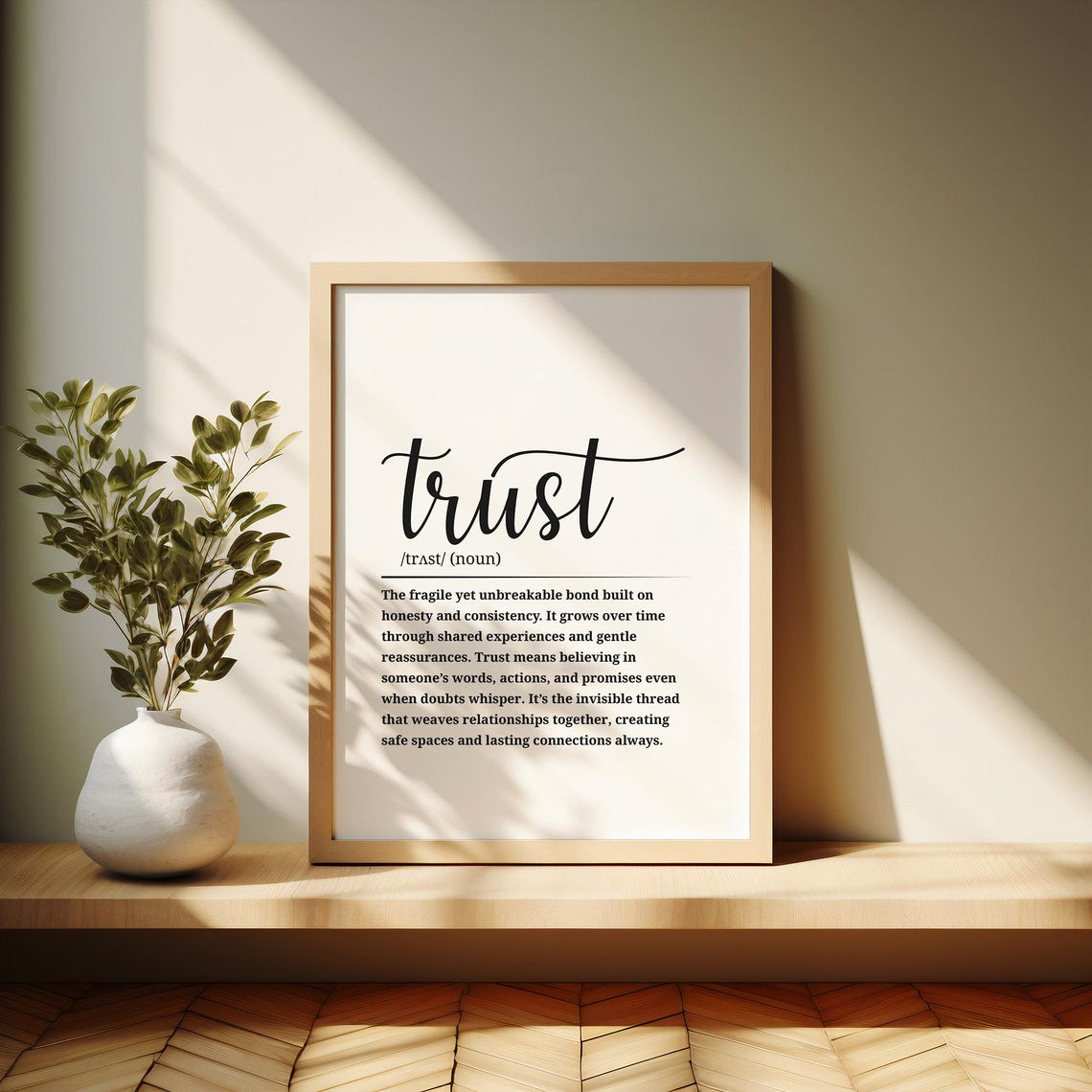 Trust Definition Foundation Of Relationships Wall Art Black And White Inspirational Quote Decor - Image 4