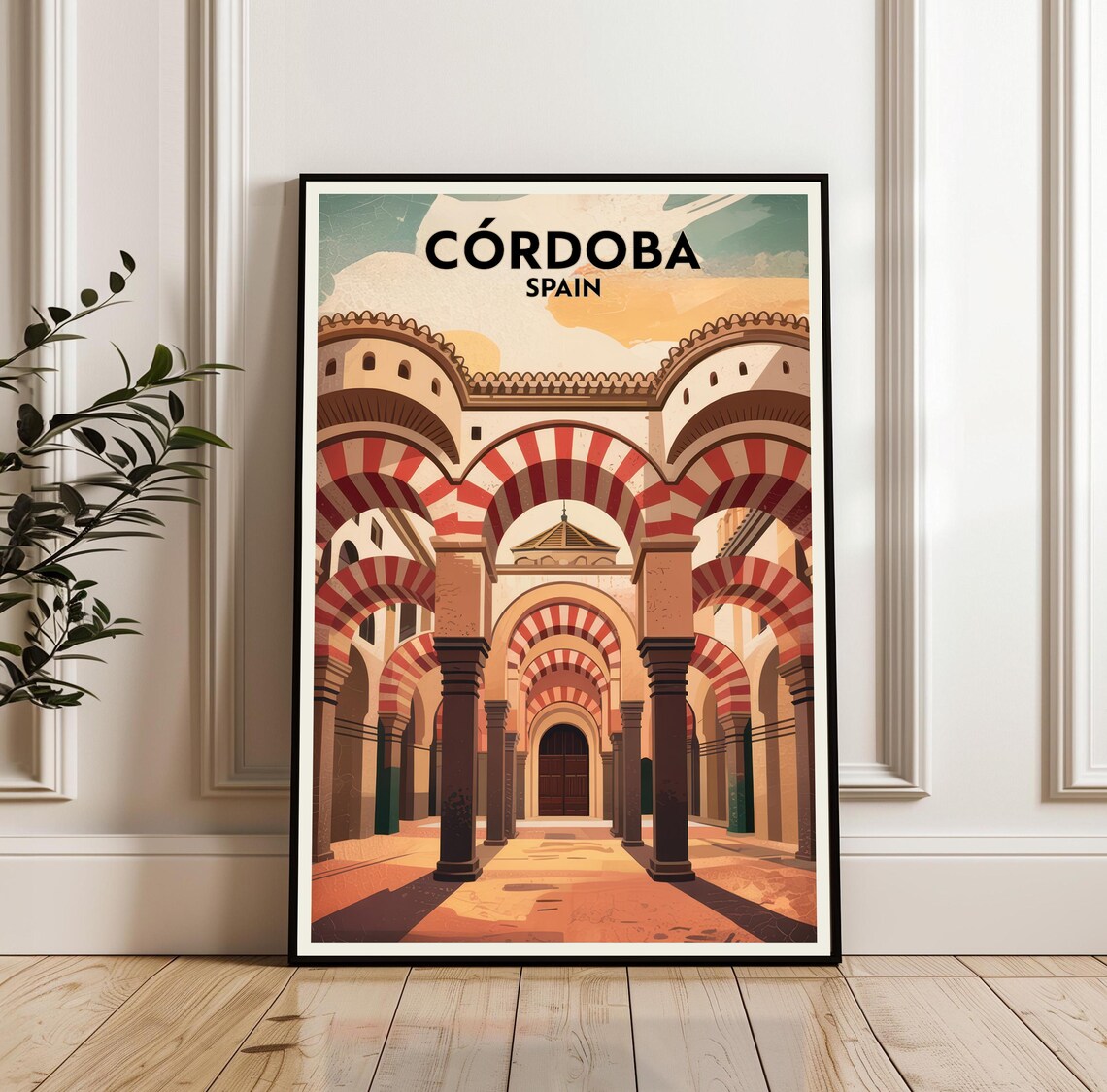 Cordoba Spain Vintage Travel Poster with Mezquita Arches Poster