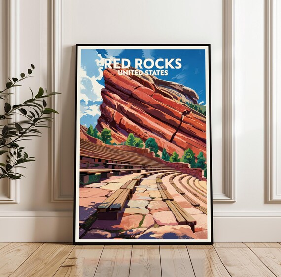 Red Rocks Amphitheatre Colorado United States Travel Poster Art