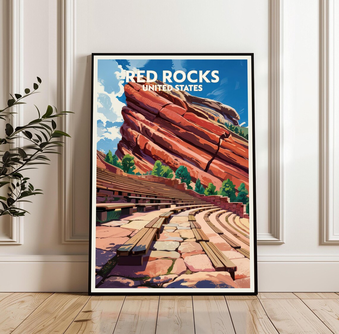 Red Rocks Amphitheatre Colorado United States Travel Poster Art