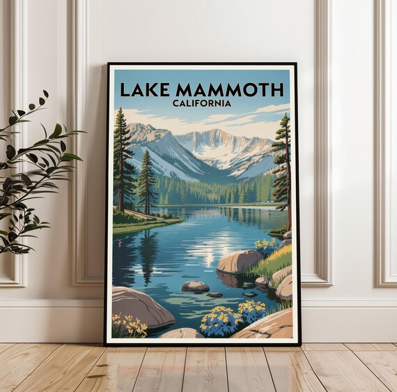 Lake Mammoth California Alpine Lake Mountain Reflection Travel Poster
