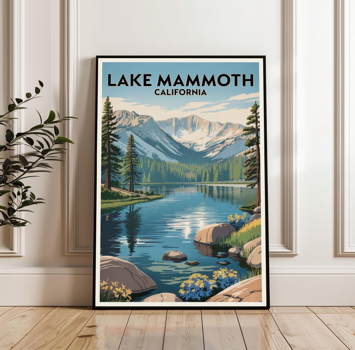 Lake Mammoth California Alpine Lake Mountain Reflection Travel Poster