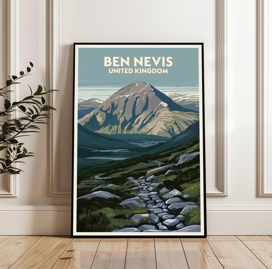 Ben Nevis United Kingdom Mountain Peak Hiking Trail Travel Poster