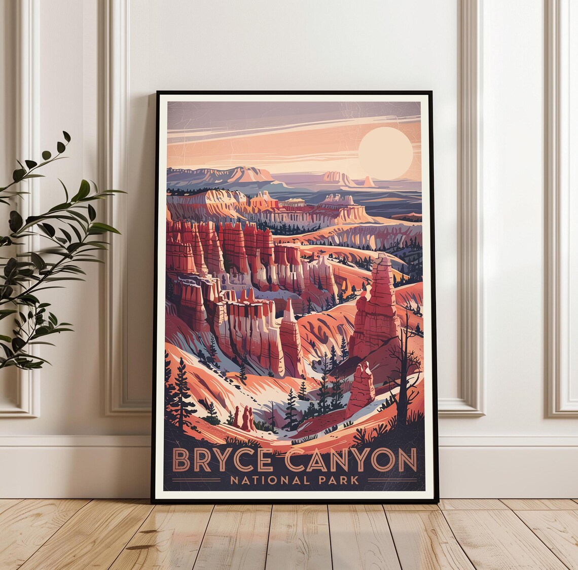 Bryce Canyon National Park Utah Retro Sunset Hoodoos Travel Poster