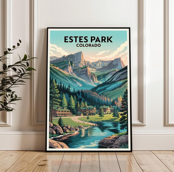 Estes Park Colorado Rocky Mountains Lake Lodge Travel Poster