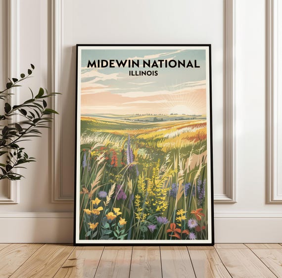 Midewin National Poster United States Travel Illinois Wall Art Print Illustration