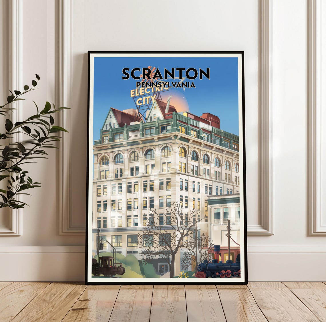Scranton Pennsylvania Electric City Sign Vintage Travel Poster
