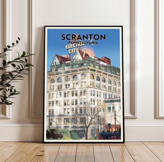 Scranton Pennsylvania Electric City Sign Vintage Travel Poster