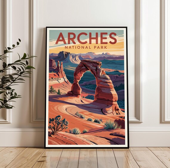 Arches National Park Delicate Arch Desert Sunset Travel Poster