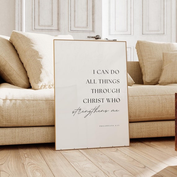 Philippians 4:13 Scripture Art, Bible Verse Print