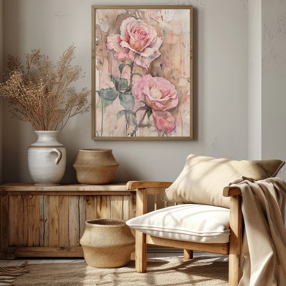 Vintage Rose Abstract Botanical Art Print - Image 3