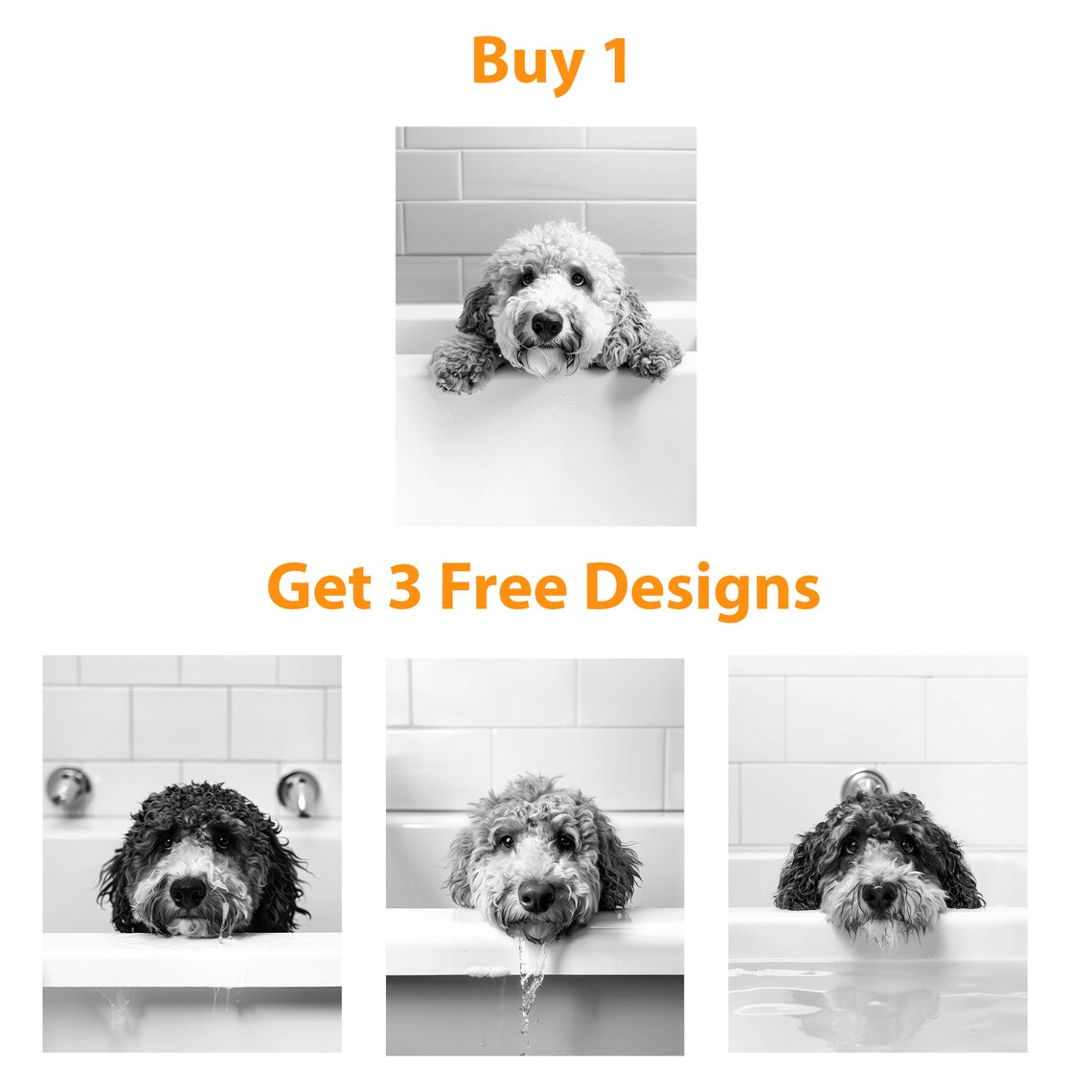 Golden Doodle Dog Portrait Bathroom Wall Art Print - Image 6