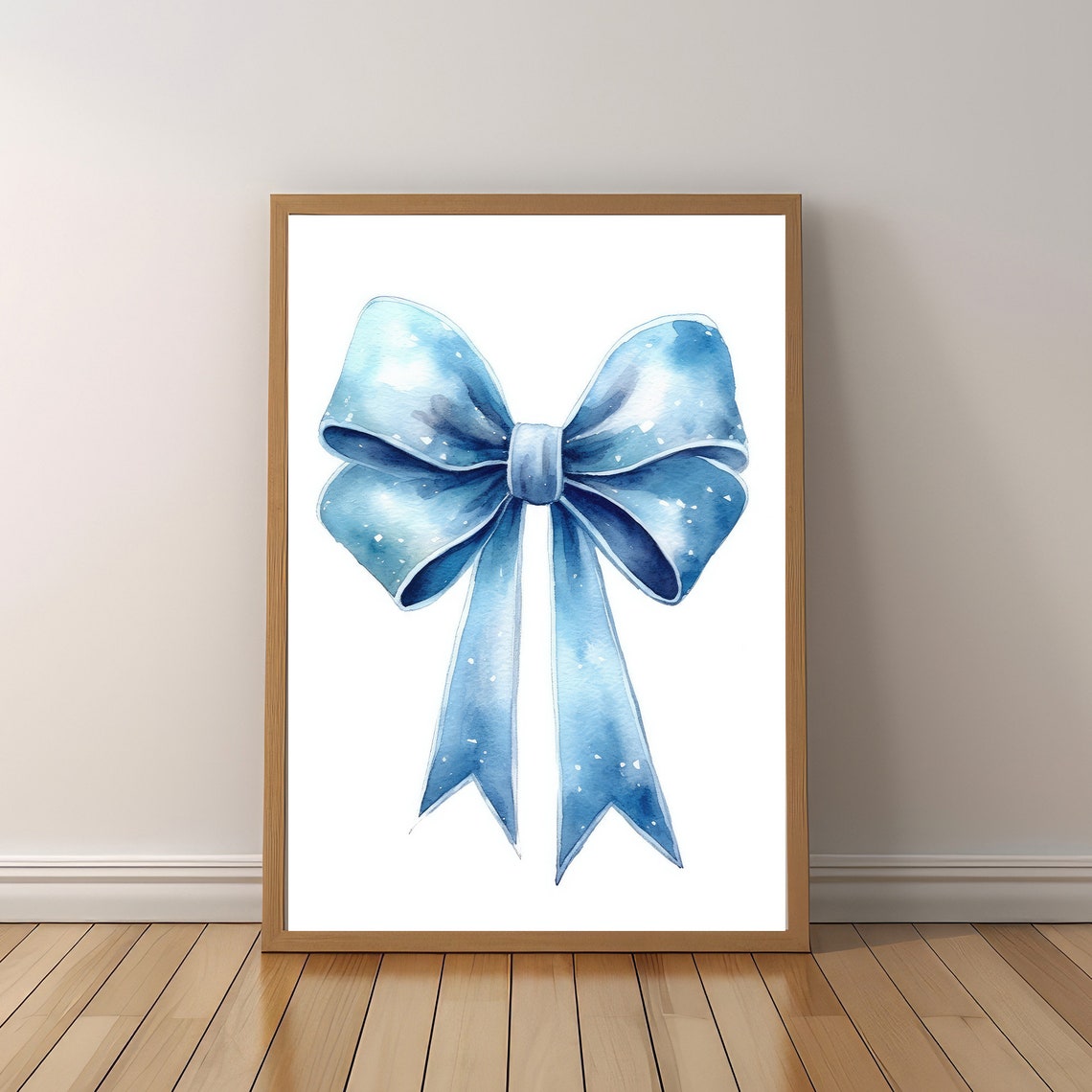 Delicate Blue Watercolor Bow Whimsical Nursery Painting Art Poster - Image 6