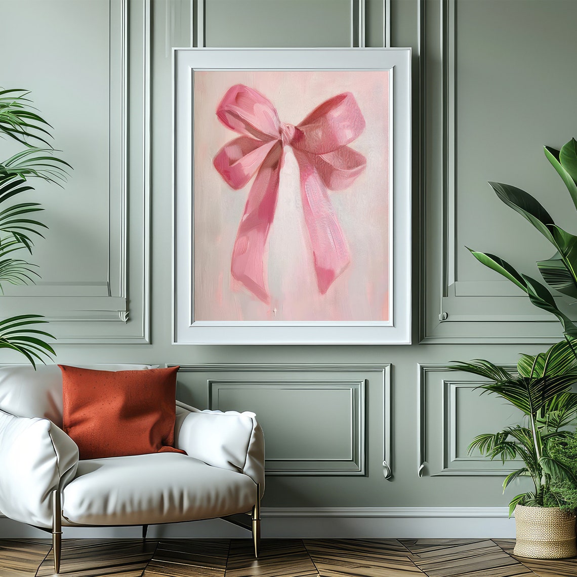 Soft Pink Ribbon Bow Oil Painting Romantic Balletcore Art Poster - Image 5