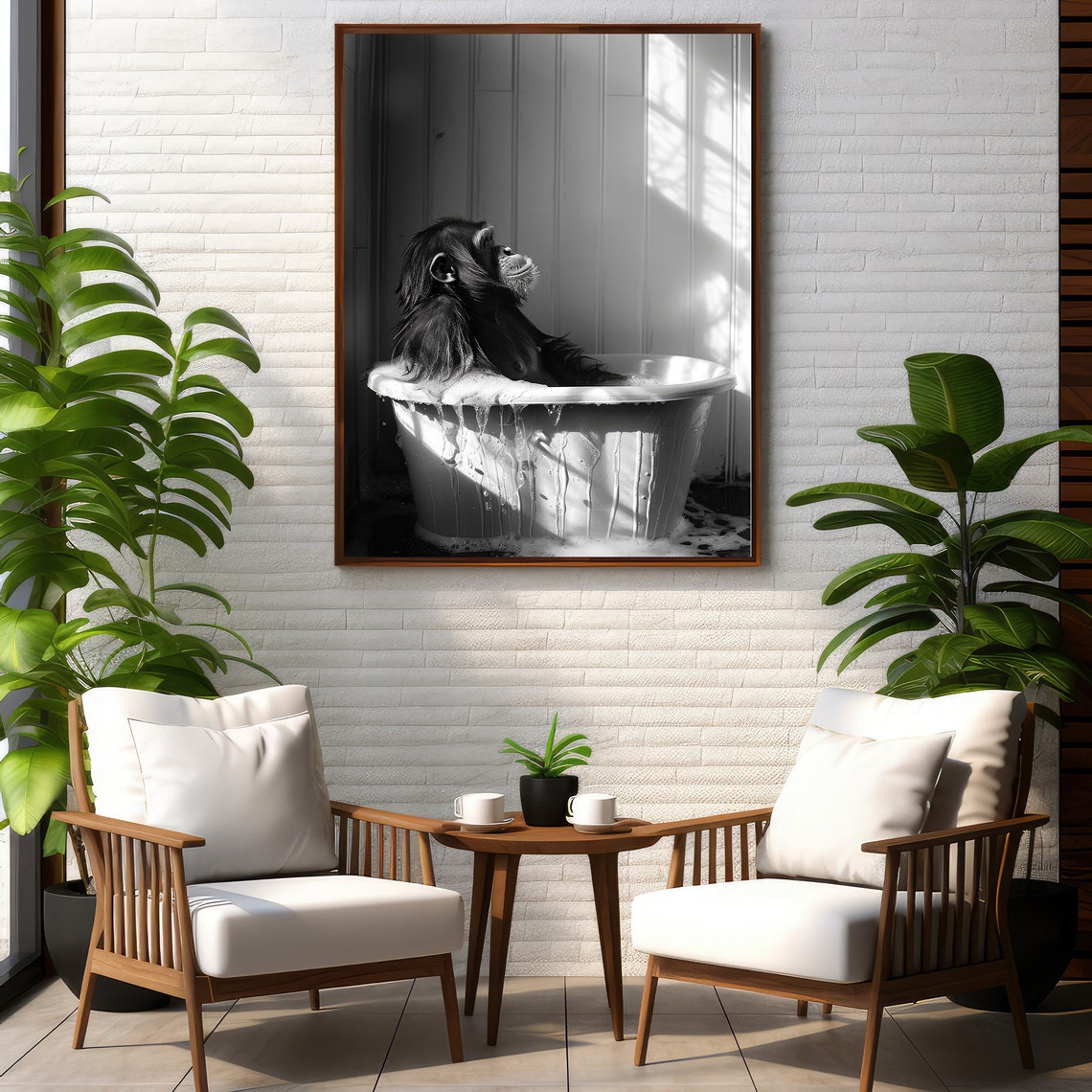 Cute Orangutan In Tub Wall Art Orangutan Photo Orangutan Art Bathroom Art Print - Image 2