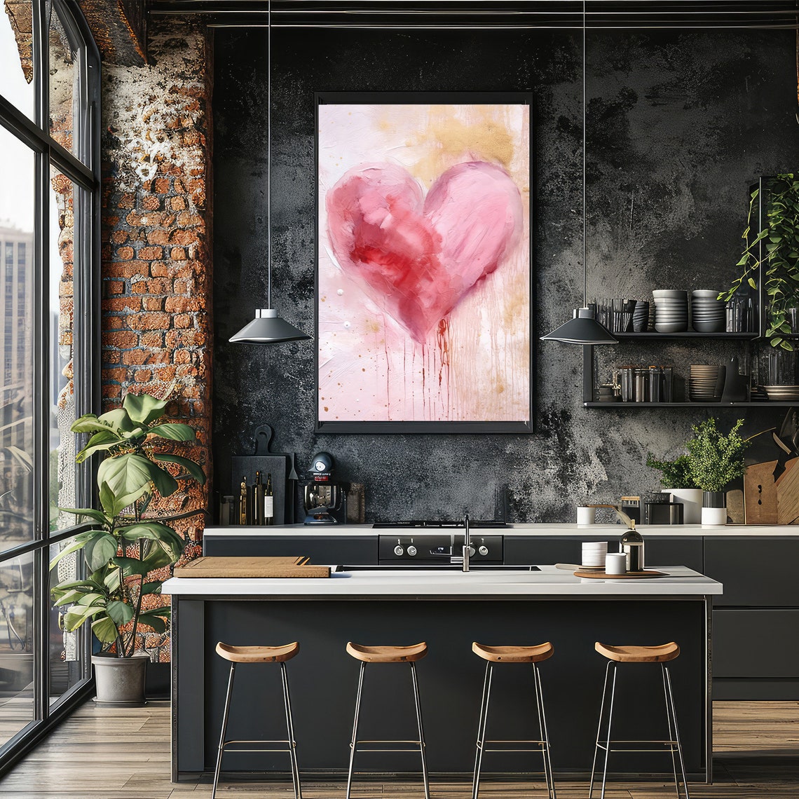 Blush Pink Watercolor Heart Abstract Romantic Love Art Poster - Image 2