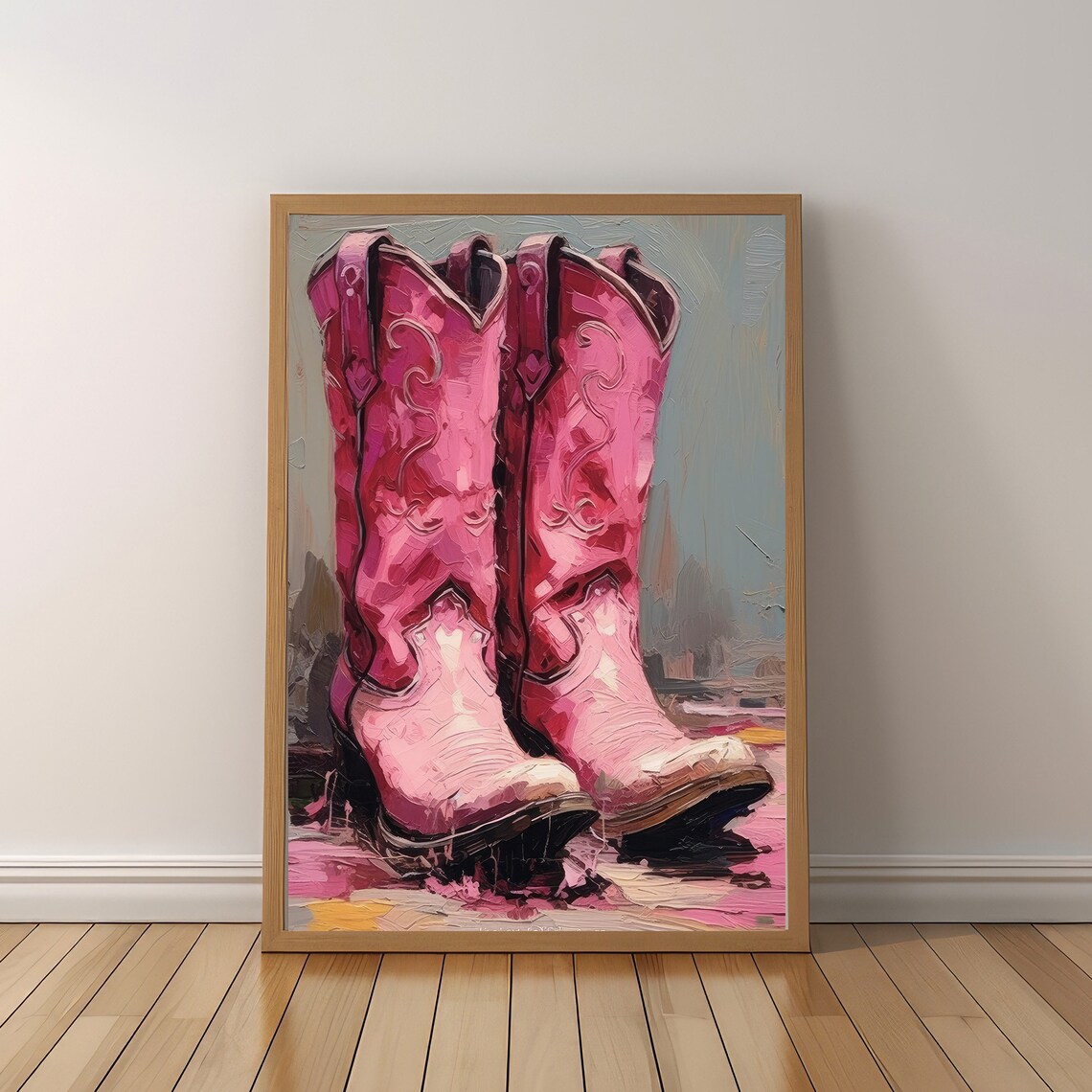 Bold Hot Pink Cowboy Boots Painting Vibrant Western Decor Poster - Image 6