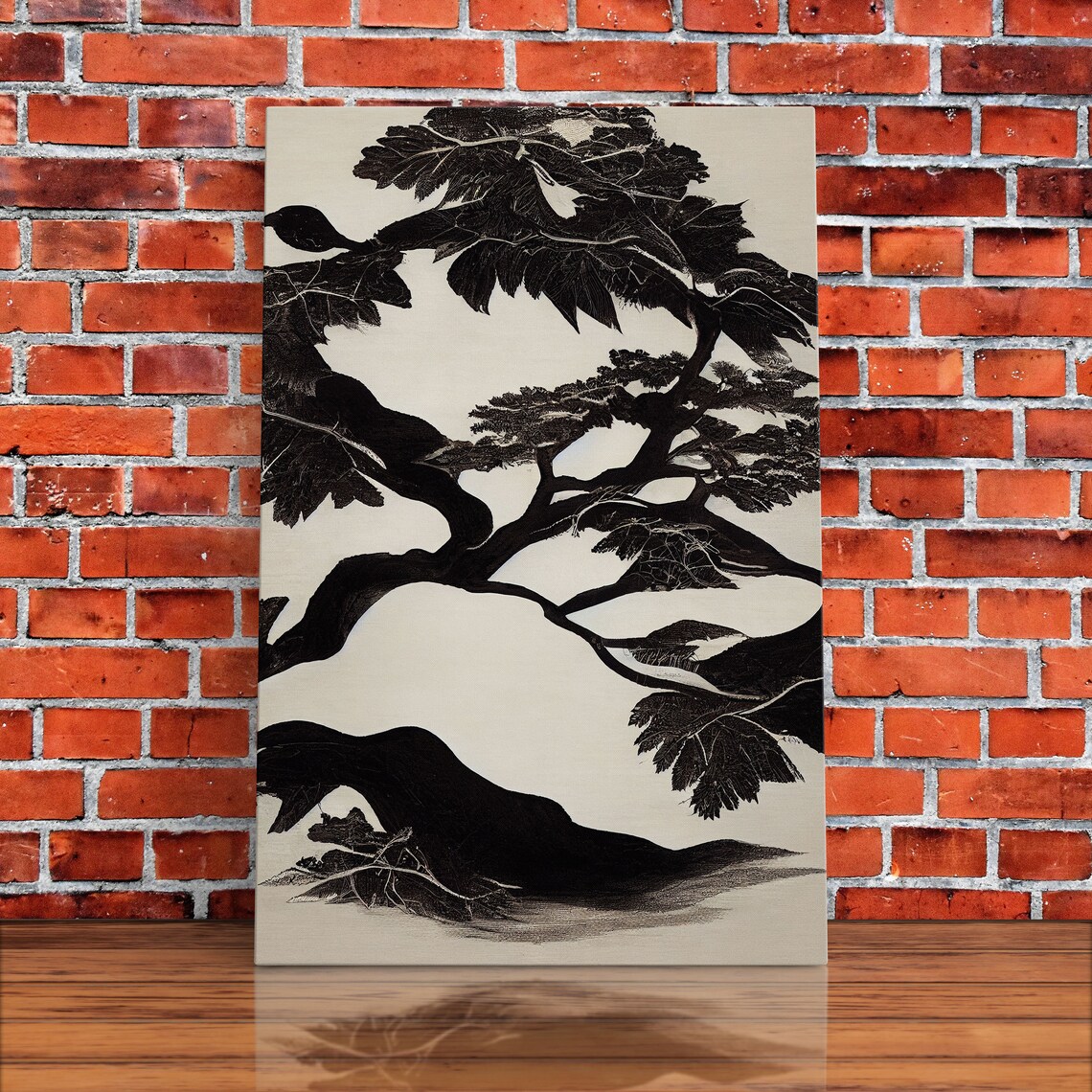 Black And White Bonsai Tree, Living Room Art Print