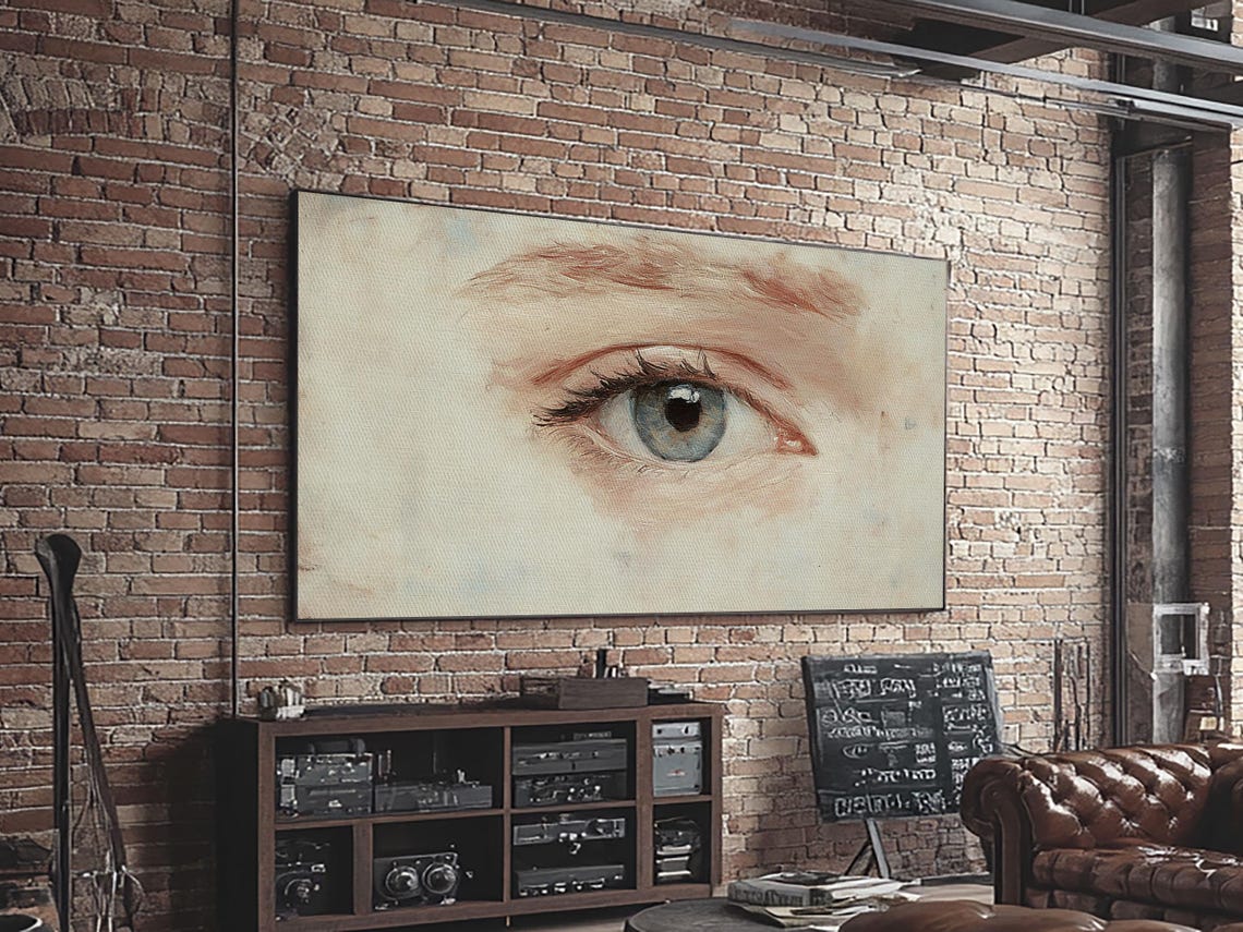 Blue Human Eye Closeup Study Soft Watercolor Whimsical Detail Wall Art - Image 4
