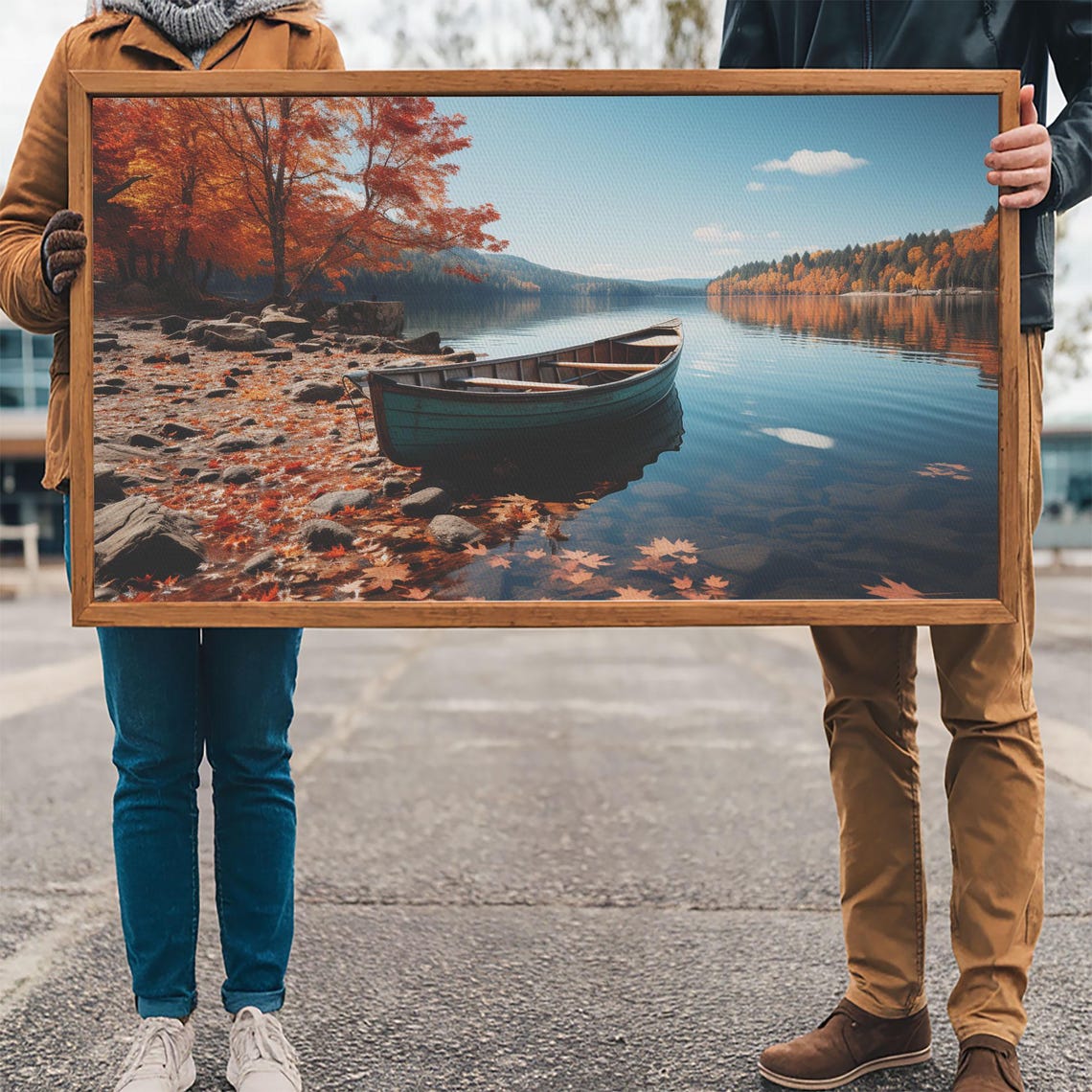 Pacific Northwest Photography Print Beautiful Lake With Canoe In The Fall Framed Print Photography Decor Fall Decor - Image 3