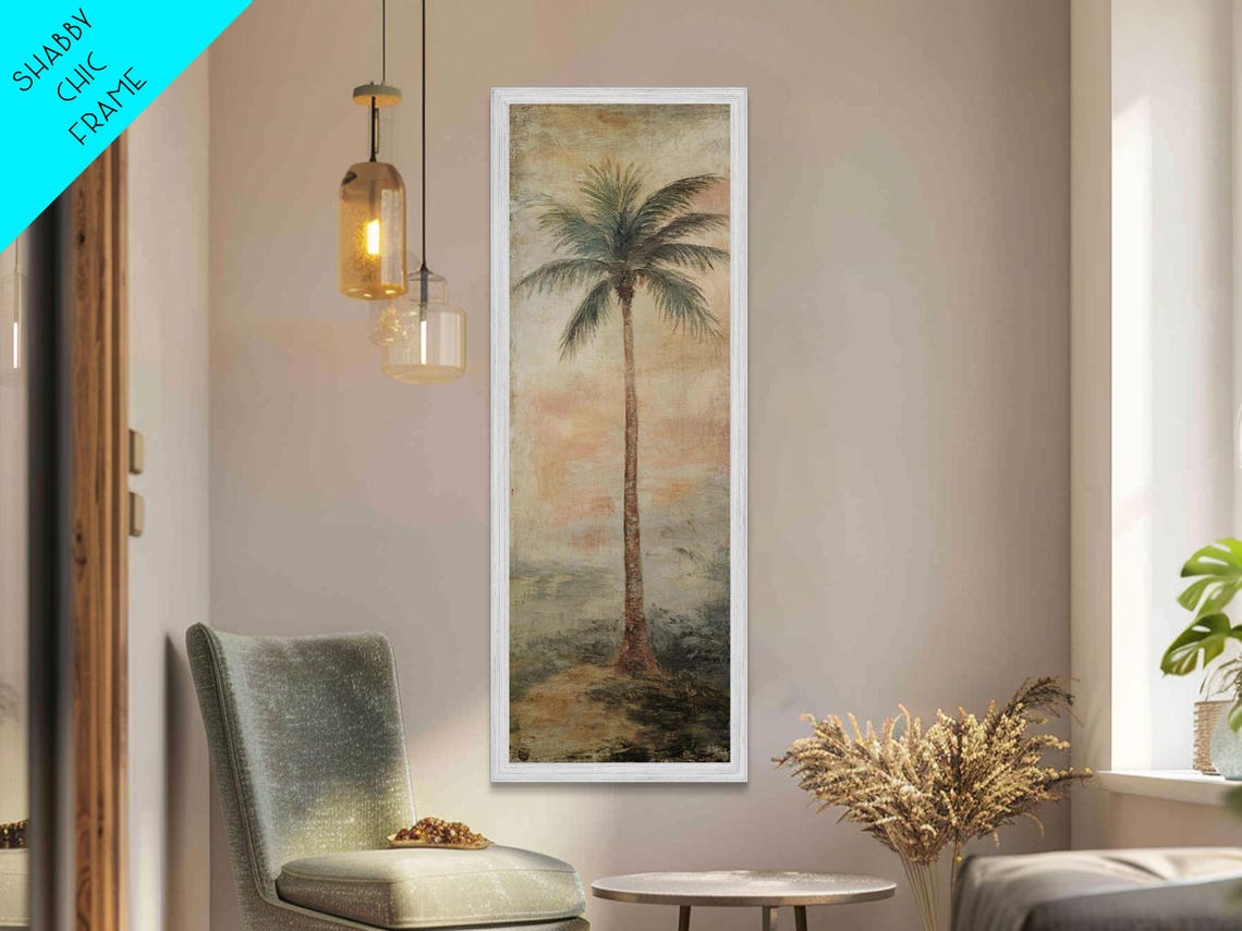 Vintage Palm Tree Painting Print Coastal Home Decor Coastal Wall Art Palm Tree Decor Tall Narrow Wall Art Kitsch Boho Art - Image 5