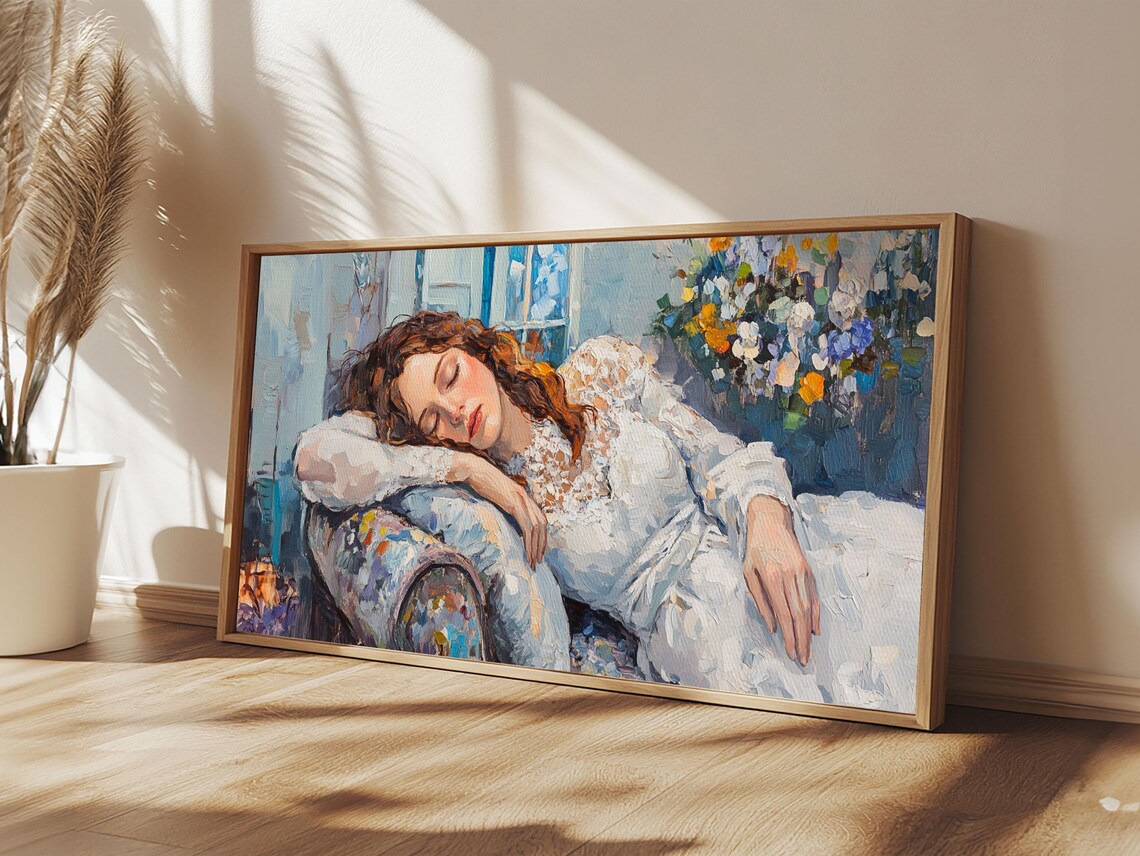 Sleeping Woman Impressionist Oil Painting Romantic Bedroom Poster - Image 5