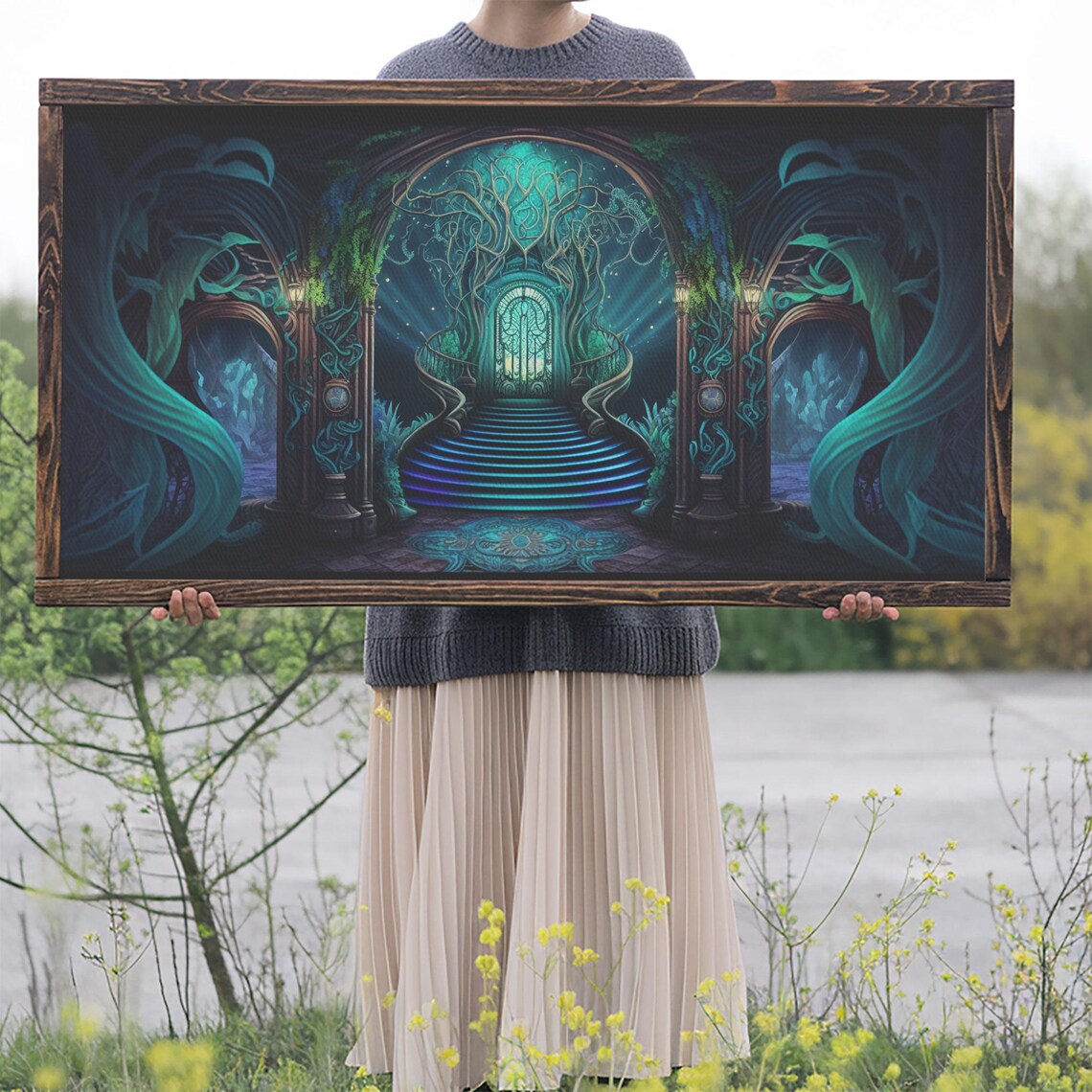 Fantasy Wall Art Print Magical Forest Fantasy Landscape Art Ready To Hang Wall Art - Image 2