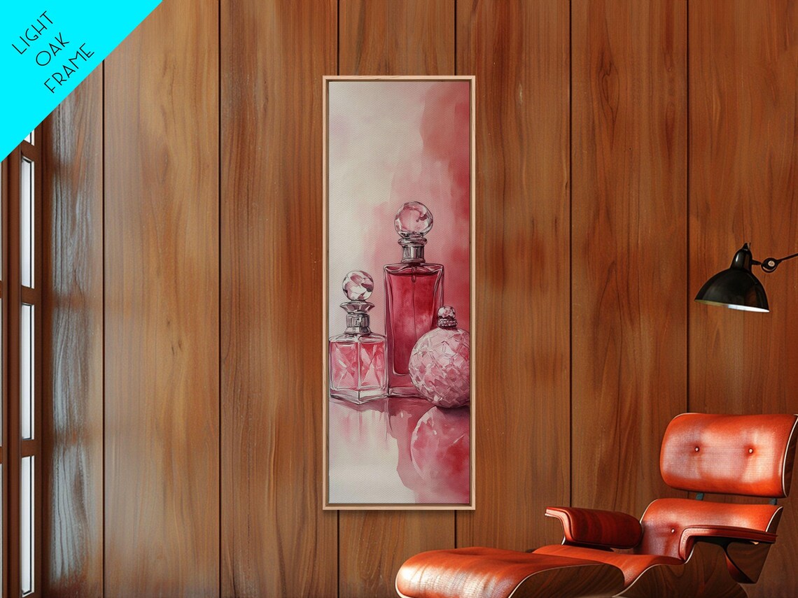 Pink Perfume Bottles Watercolor Elegant Feminine Vanity Art Poster - Image 2