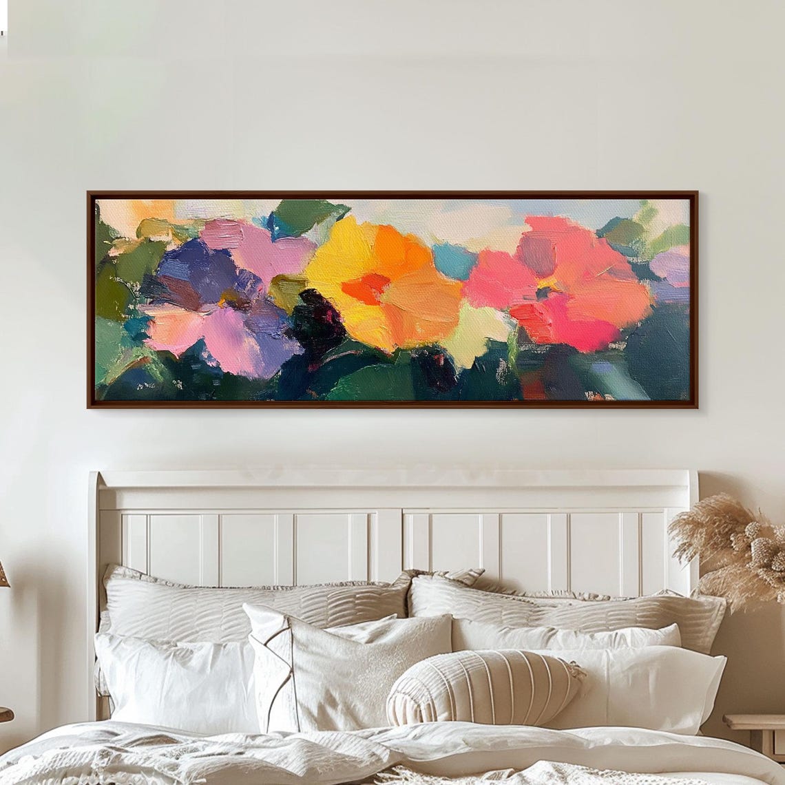 Abstract Colorful Flowers Bold Brushstrokes Pink Yellow Oil Poster - Image 4