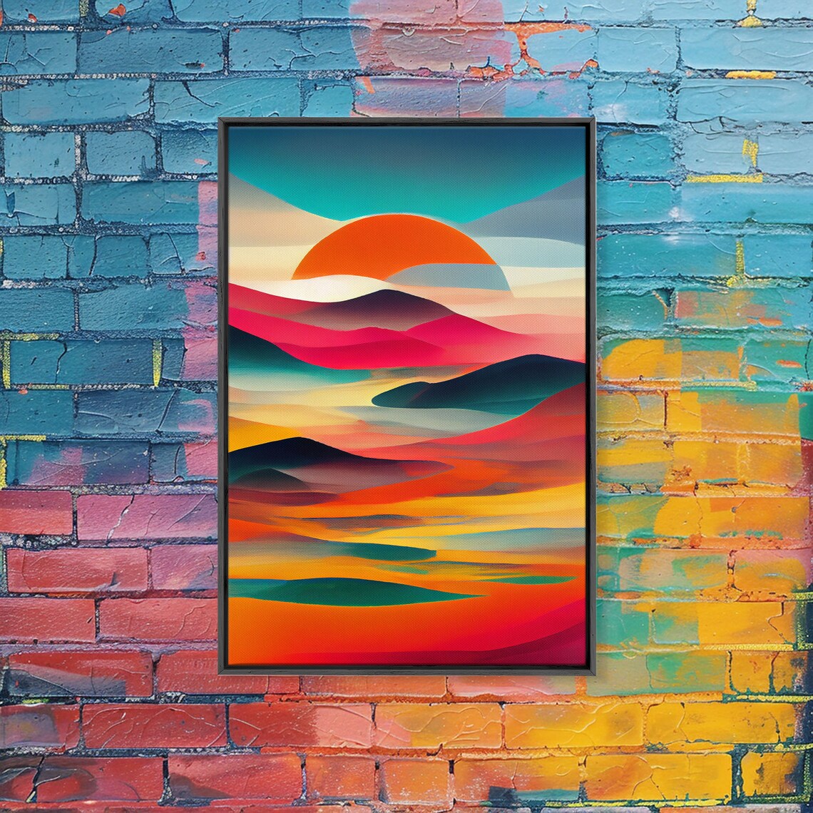 Midcentury Clouds and Sunrise Retro Style Art Print - Image 3