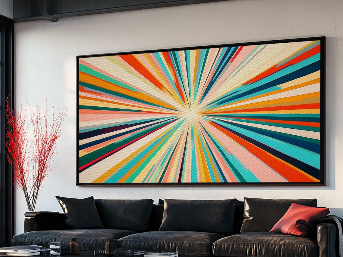 Retro Sunburst Starburst Rainbow Rays Mid Century Modern Print - Image 4