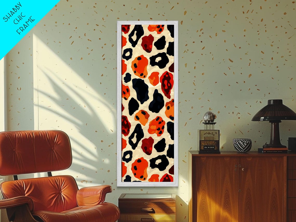 Retro 70s Cheetah Print Orange Black Cream Vintage Pattern Wall Poster