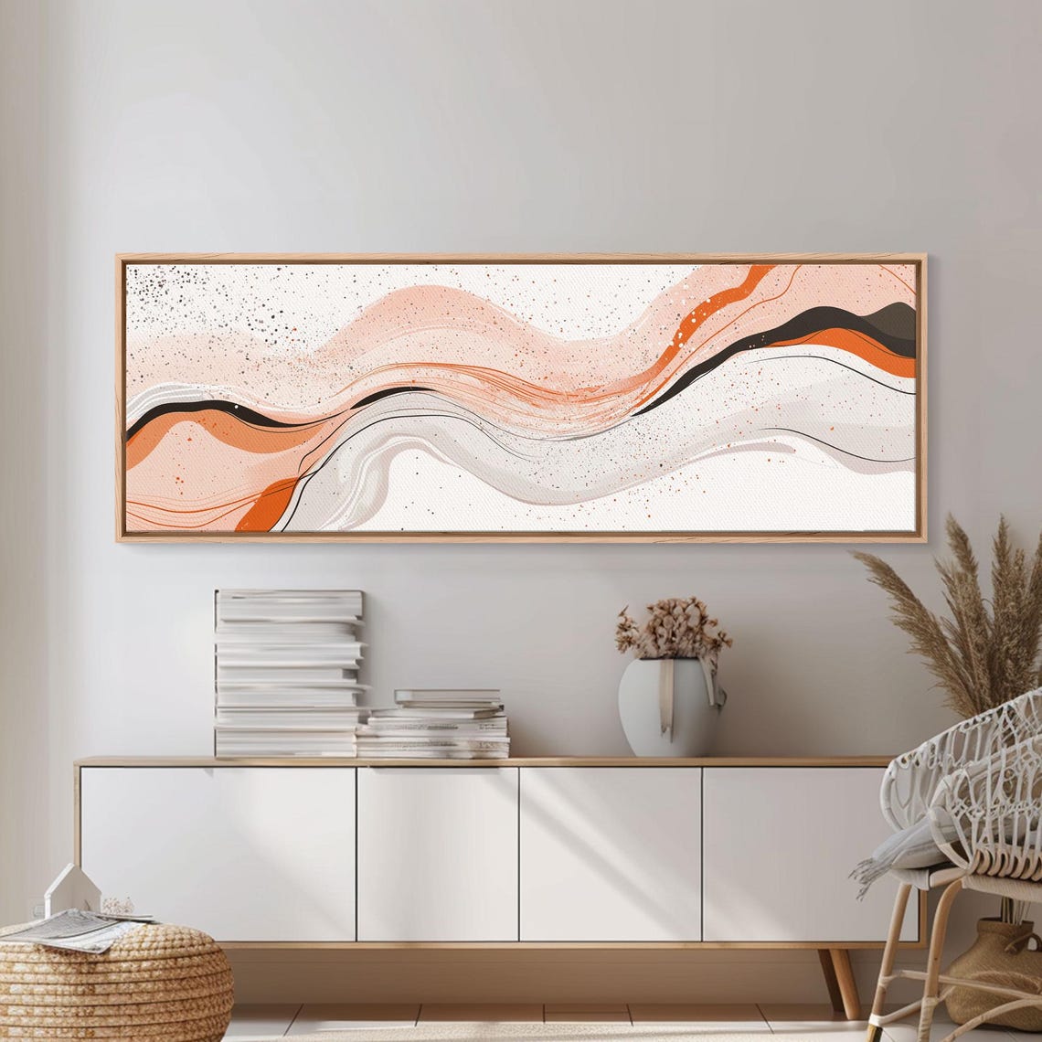Beige Abstract Swirl Lines With Terracotta Black Minimalist Art Poster - Image 6