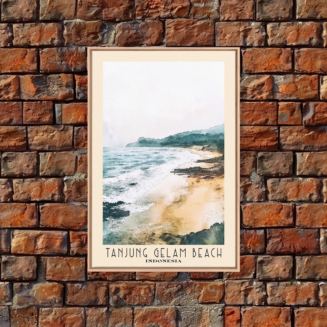 Tanjung Gelam Beach Indonesia Misty Surf Waves Rocky Shore Poster - Image 4
