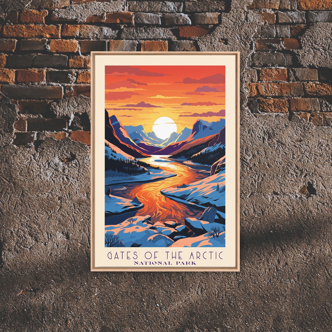 Gates of the Arctic National Park Snowy Valley River Sunset Travel Poster - Image 6