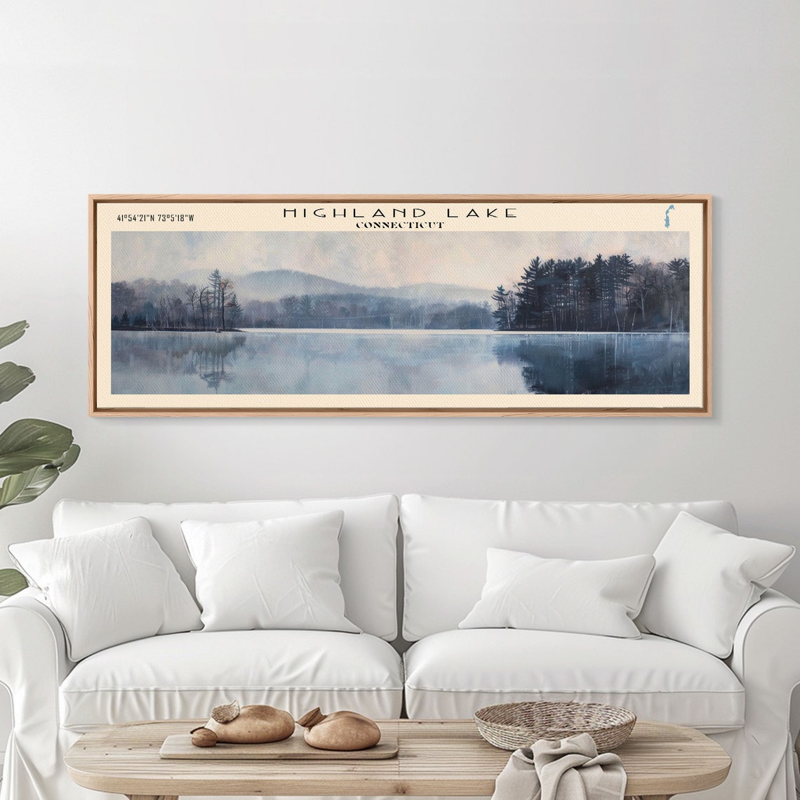 Highland Lake Connecticut Misty Blue Still Water Pine Forest Poster - Image 5