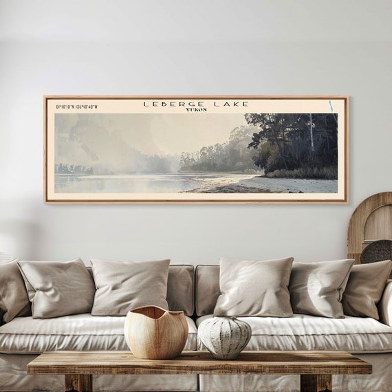 Leberge Framed Print Lake House Decor Panoramic Wall Art Travel Poster Scenic Landscape Painting Rustic Art