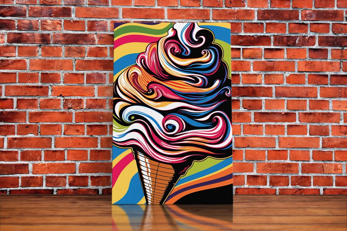 Pop Art Ice Cream Cone Art Print, Psychedelic Style - Image 6