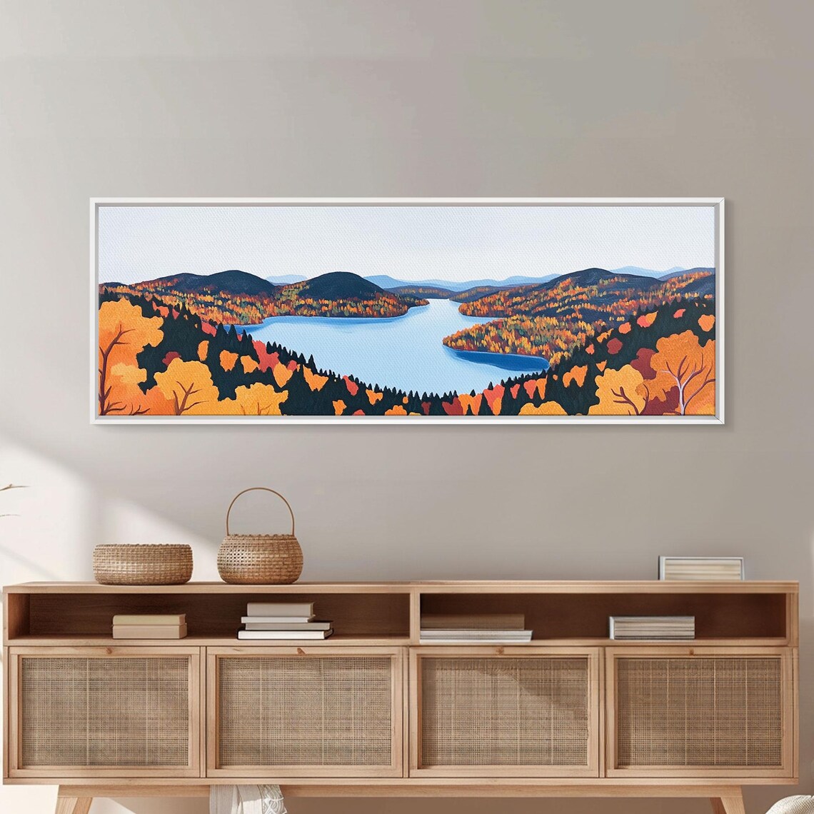 Fall Foliage Lake Panorama Orange Trees Blue Water Scenic Poster - Image 6
