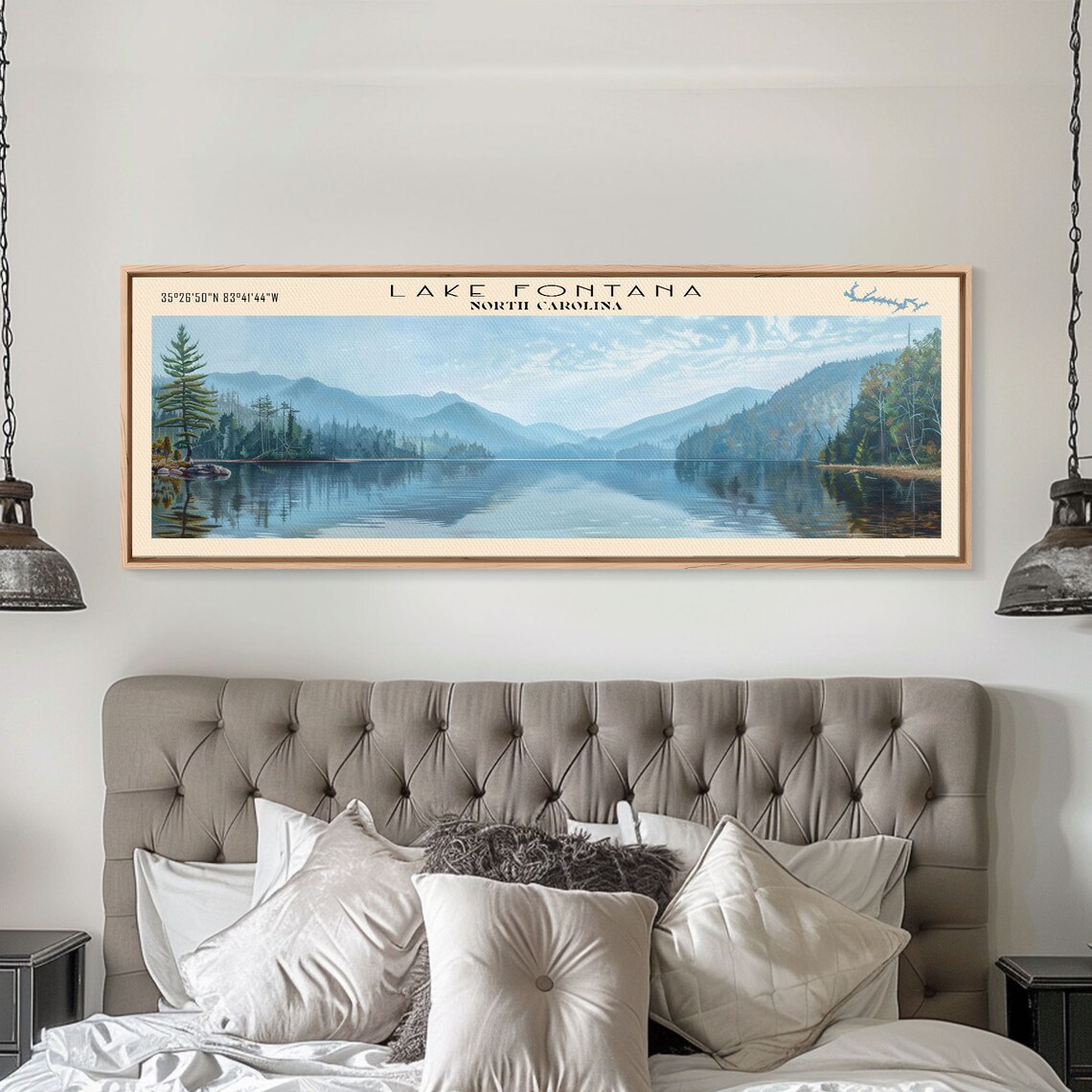 Lake Fontana North Carolina Travel Poster, Lake House