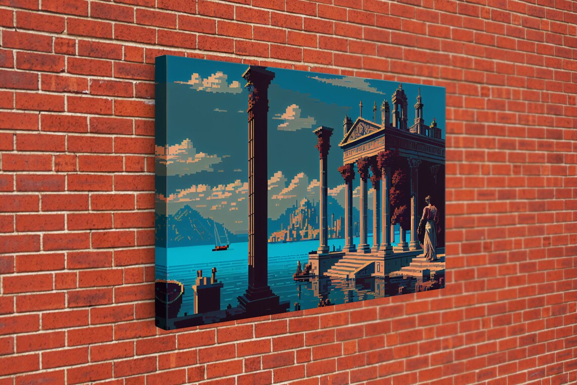 Ancient Roman Architecture, 8-Bit Pixel Art - Image 3