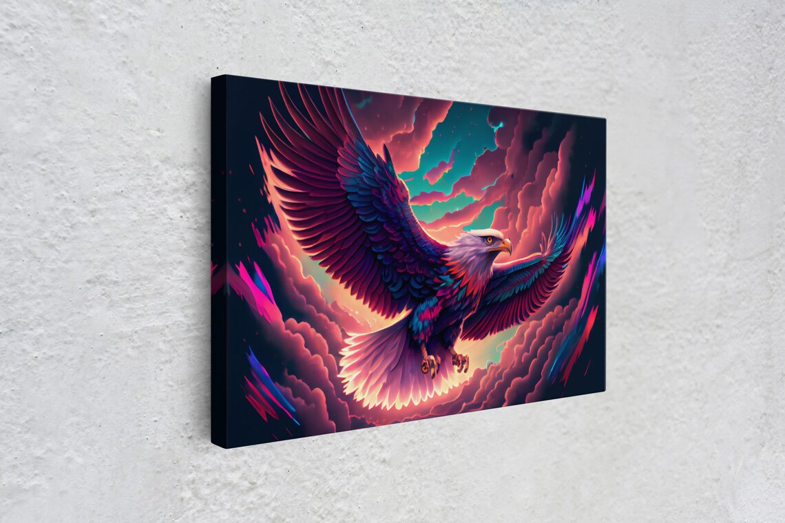Bald Eagle Vaporwave Art Print, Bioluminescent - Image 4