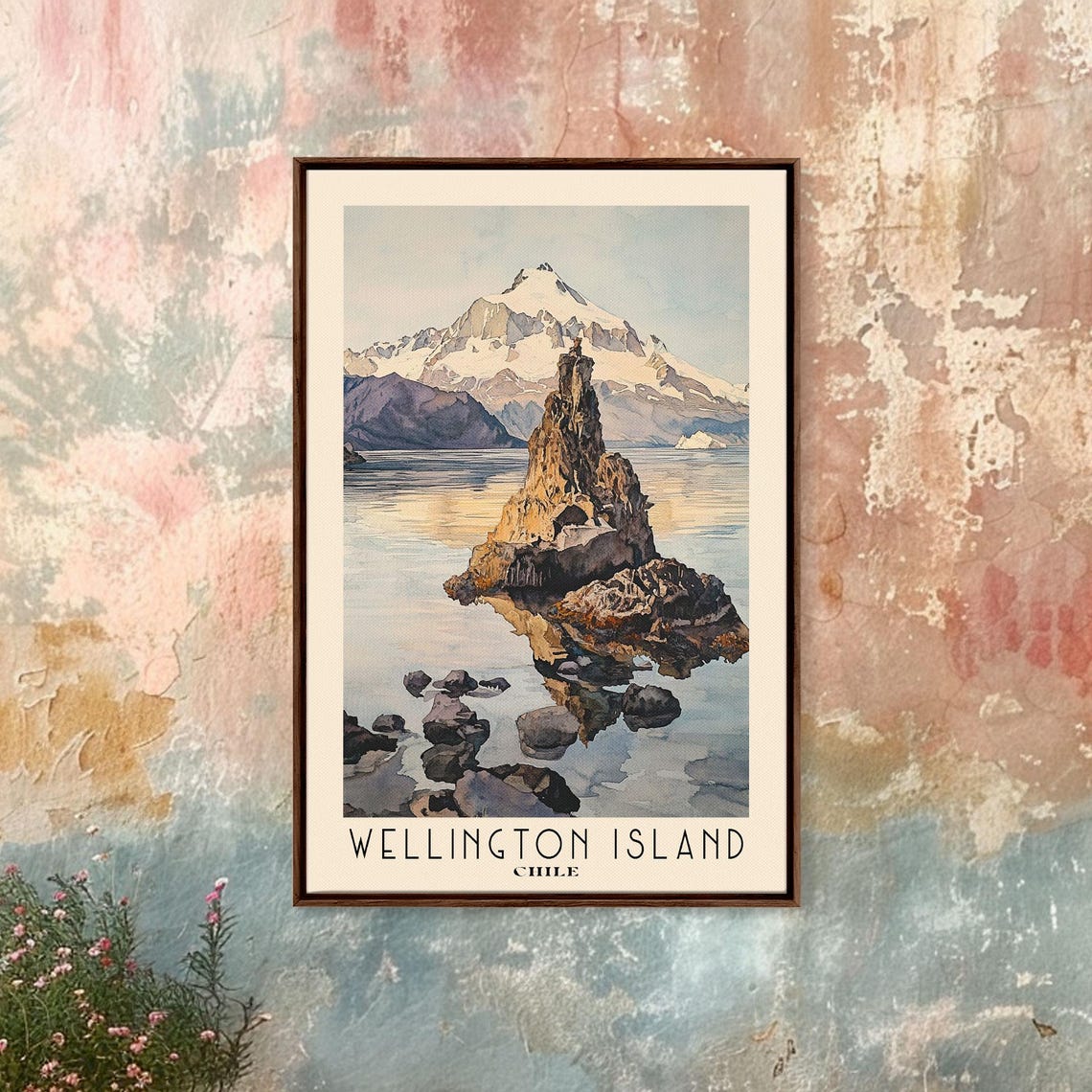 Wellington Island Chile Watercolor Beach Print Vacation Gift Chile Wall Art Framed Print Framed Beach Painting - Image 4
