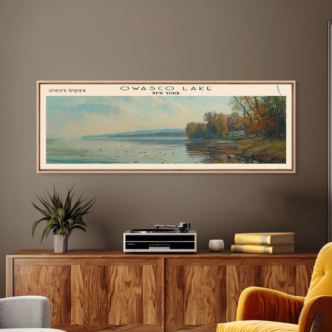 Owasco Lake New York Autumn Shoreline Cottage Calm Water Travel Poster - Image 3