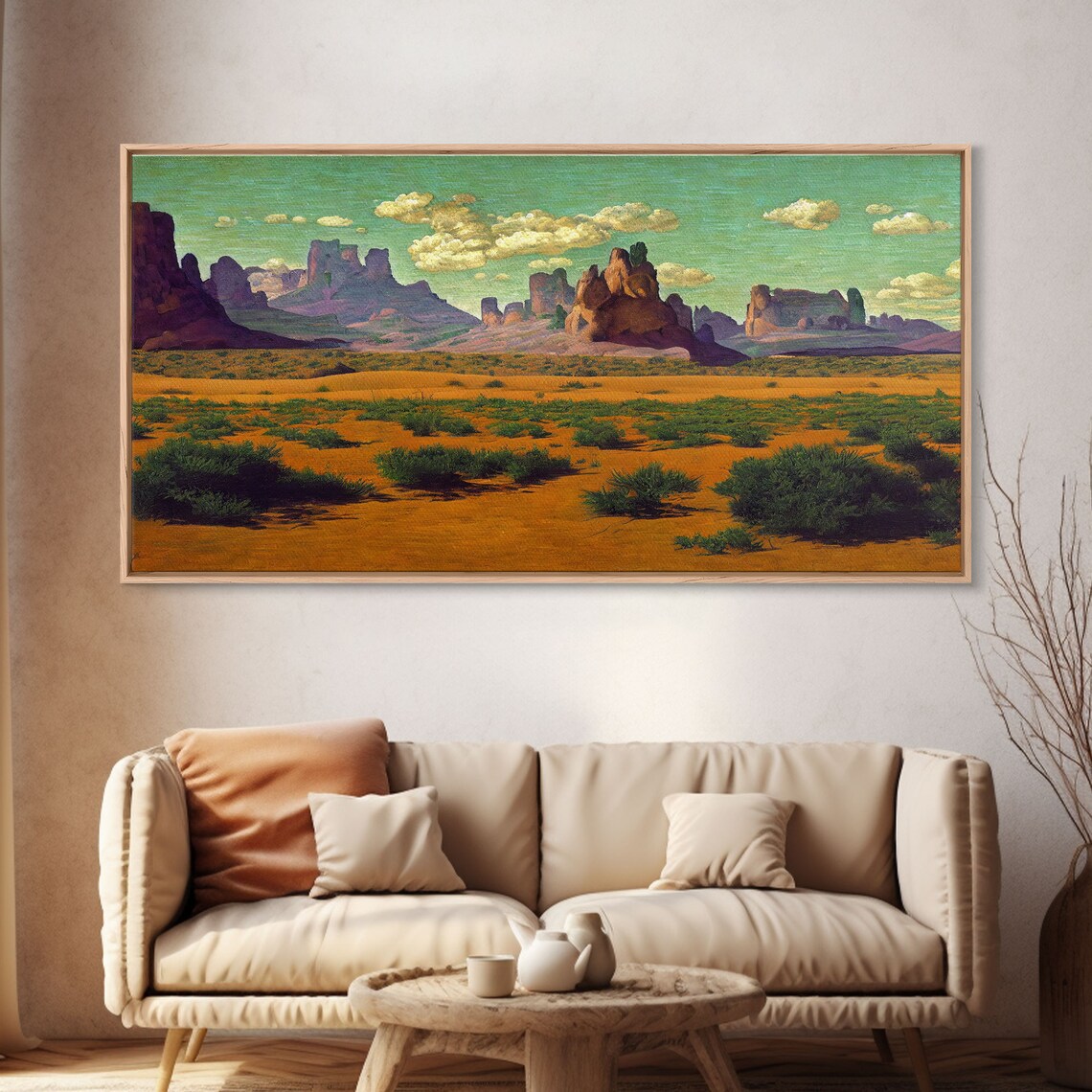 Red Rock Desert Southwest Mesas Golden Sand Vintage Painting Poster - Image 4