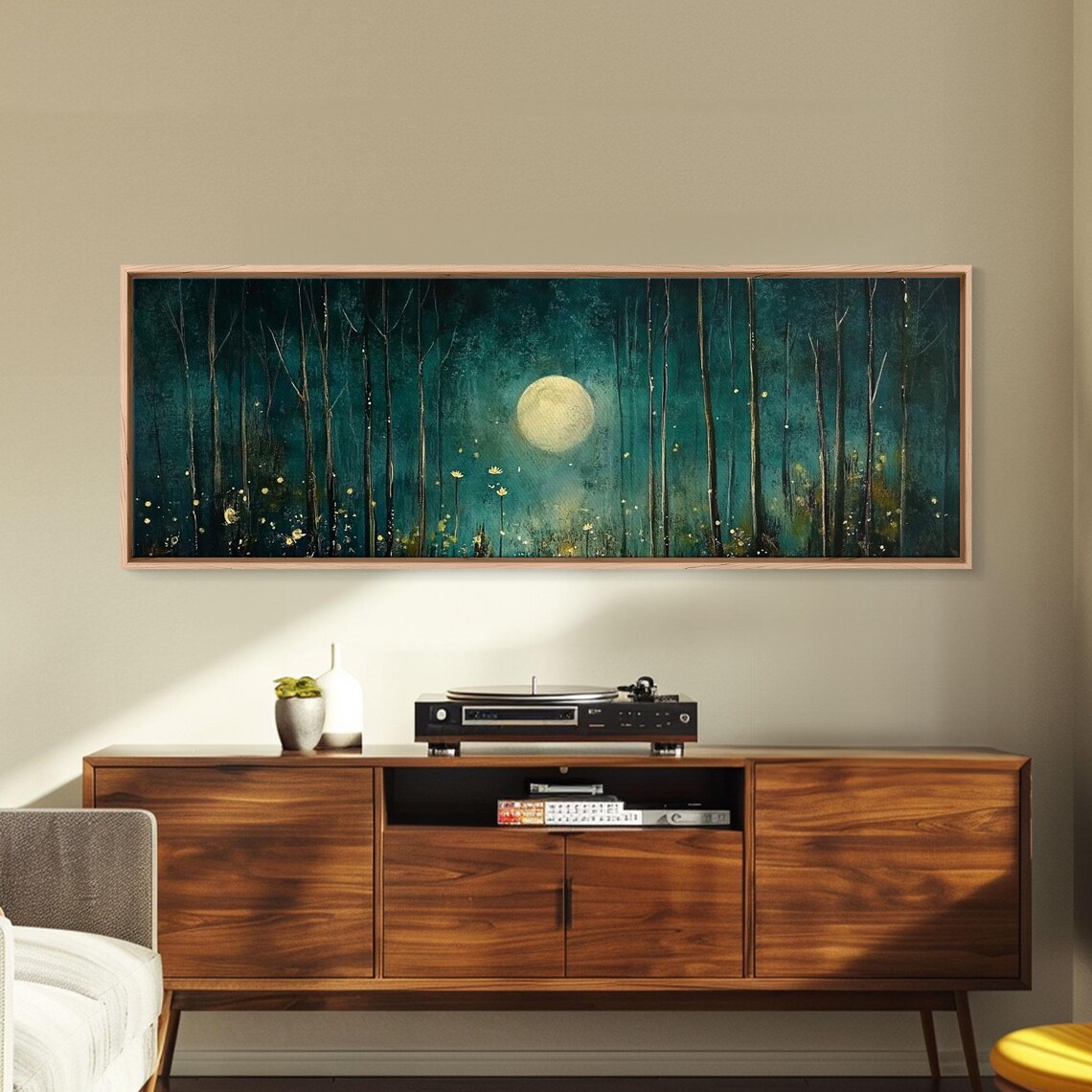 Moon Over The Forest, Vintage Dark Forest Art Print - Image 6