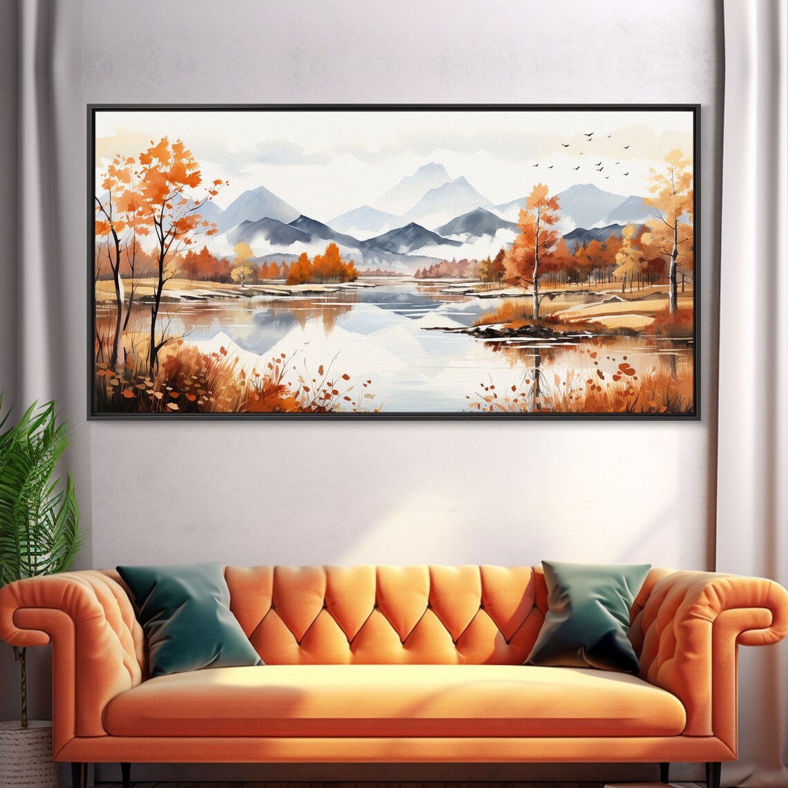 Mountain Valley Watercolor Art Print, Rolling Hills - Image 5