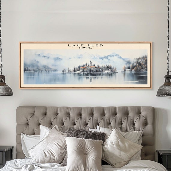 Lake Bled Panoramic Wall Art Travel Poster Gift For Travel Lover Vacation Gift Slovenia Wall Art Home Decor Original Art