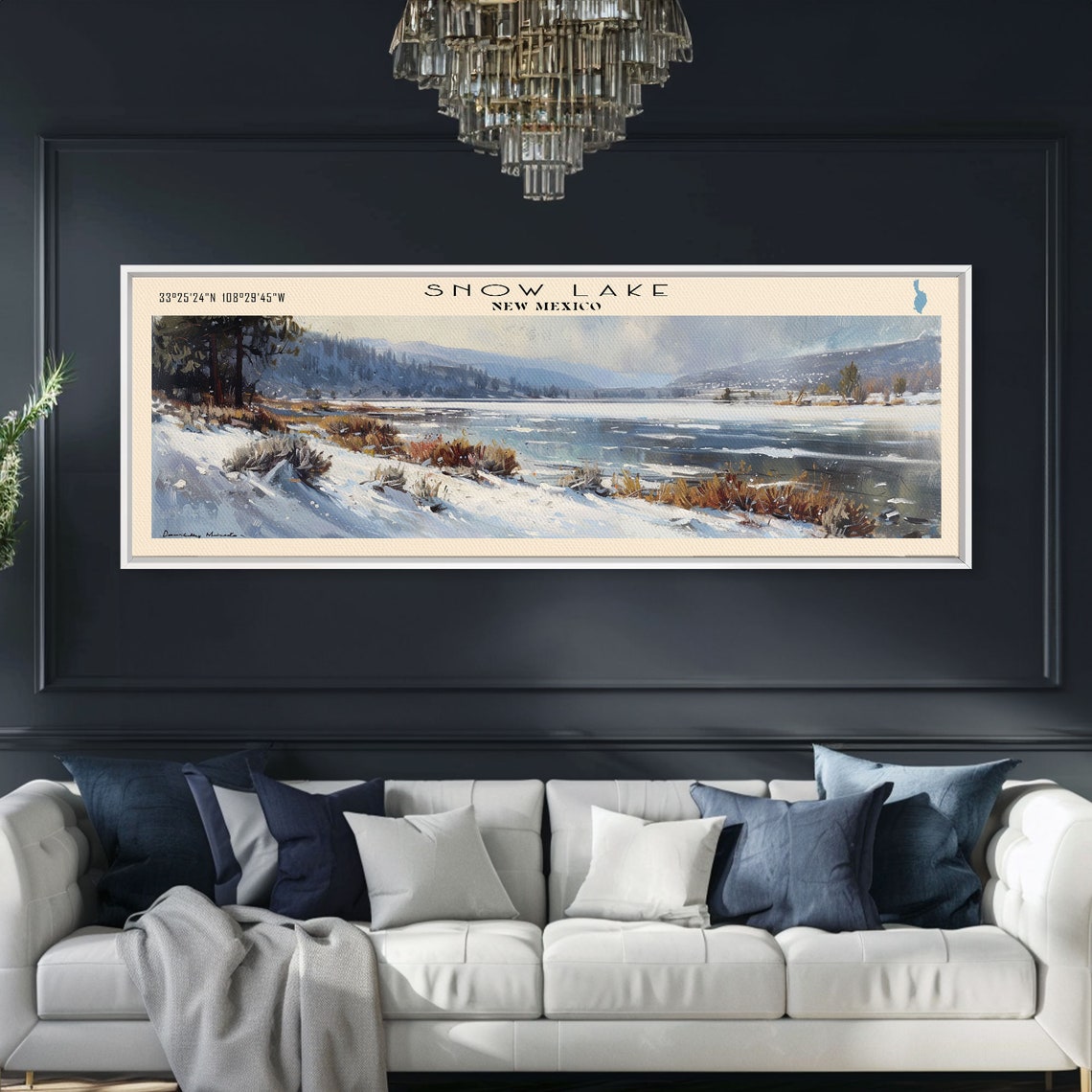 Snow Lake New Mexico Winter Snowy Shore Mountain Lake Travel Poster - Image 4