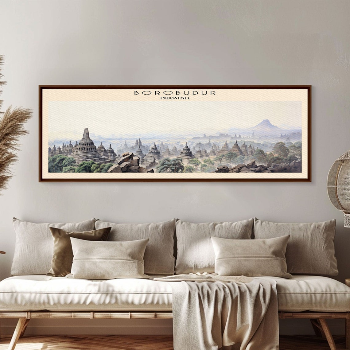 Borobudur Indonesia Ancient Buddhist Temple Stupas Mist Travel Poster - Image 5
